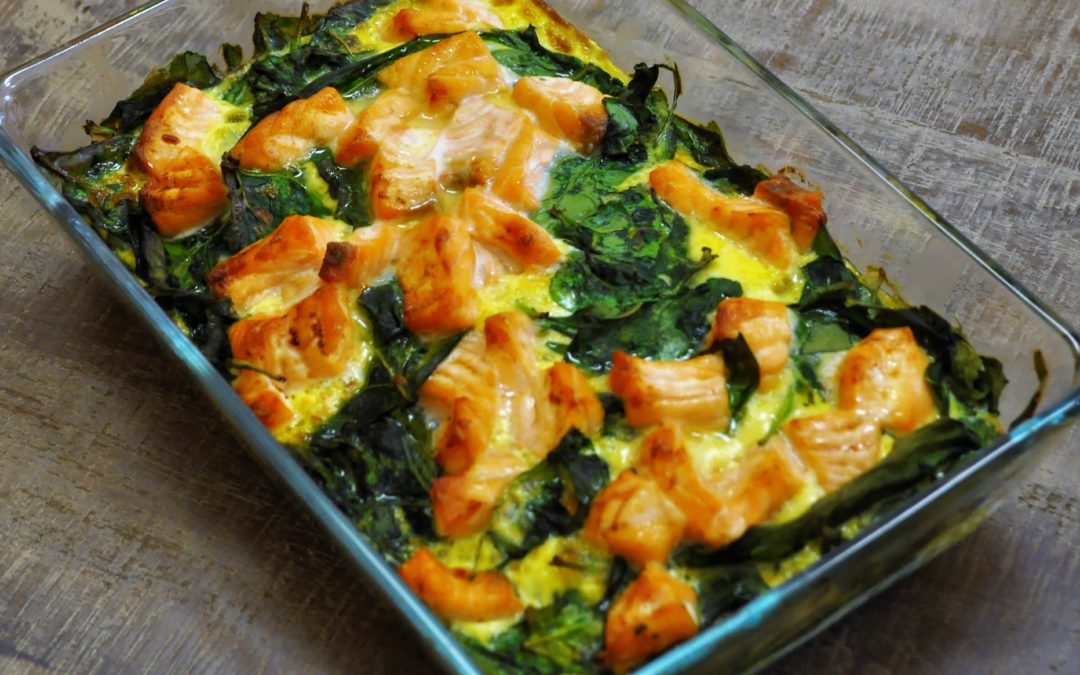 Clafoutis saumon épinards