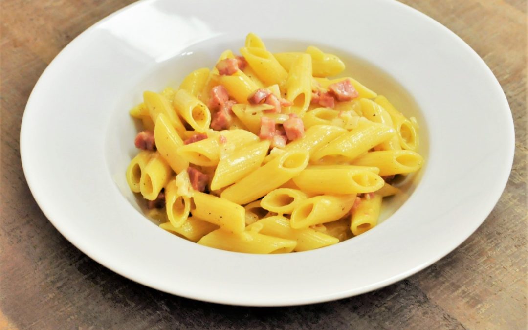 Penne façon carbonara