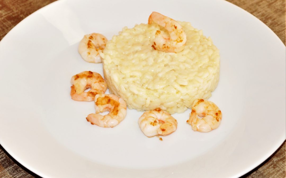 Risotto au parmesan et ses crevettes