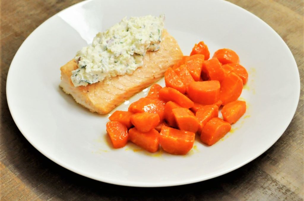 Saumon au fromage frais et ses carottes au beurre