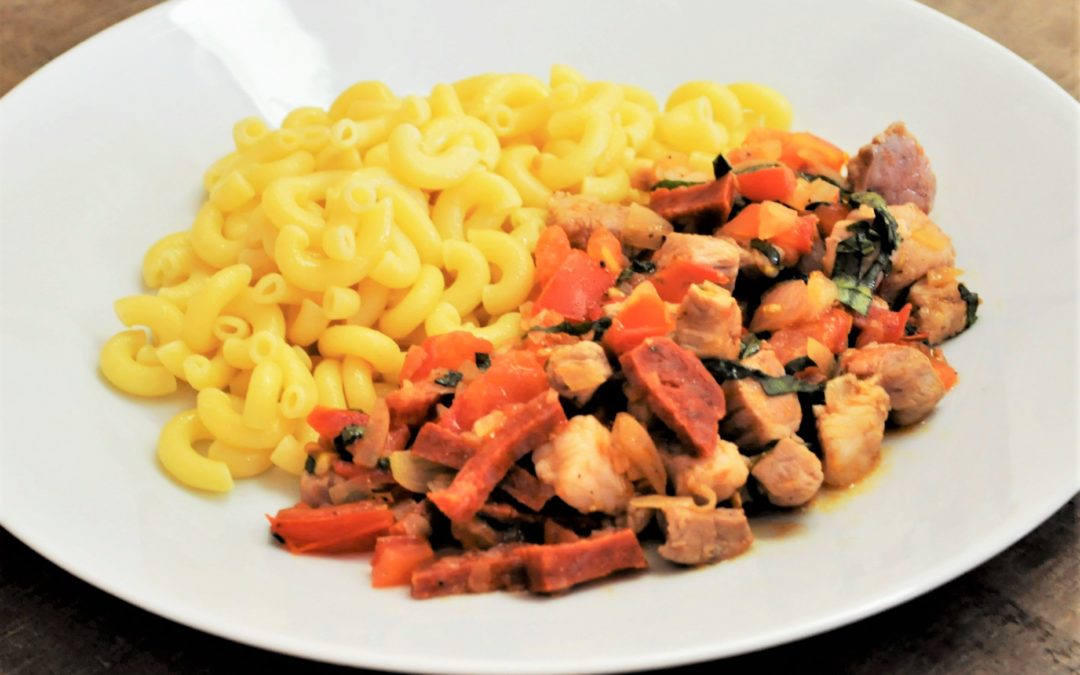 Sauté de porc au chorizo et cornettes