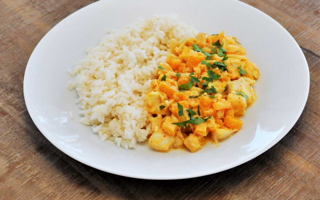 Cabillaud au lait de coco et courge butternut